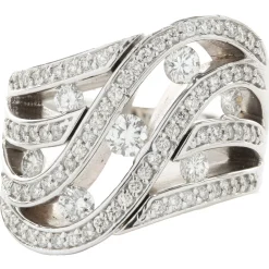 14 Karat White Gold Diamond Cut Out Wave Ring