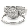 10 Karat White Gold Diamond Cluster Wedding Set