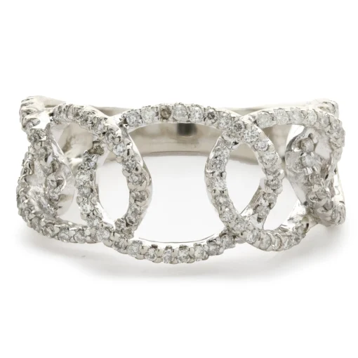 14 Karat White Gold Diamond Oval Link Band