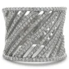 18 Karat White Gold Diamond Open Slant Cigar Band