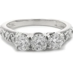 14 Karat White Gold Diamond Three Stone Band