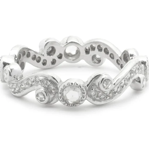 18 Karat White Gold Diamond Filigree Eternity Band