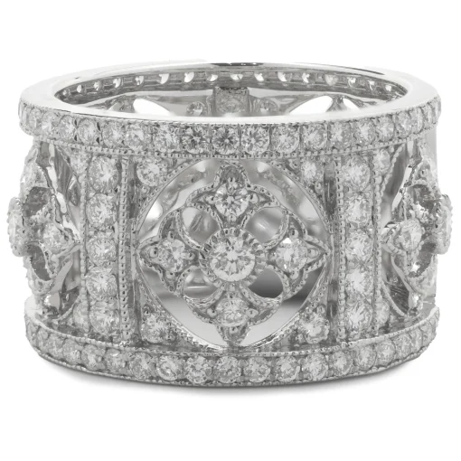 18 Karat White Gold Diamond Maltese Cross Cigar Band