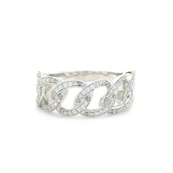 14 Karat White Gold Diamond Circle Link Band