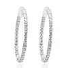 14 Karat White Gold Diamond Inside Outside Hoop Earrings