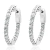 14 Karat White Gold Diamond Inside Outside Hoop Earrings