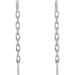 18 Karat White Gold Diamond Link Drop Earrings
