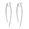 14 Karat White Gold Diamond Front and Back Spear Drop Earrings