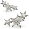 14 Karat White Gold Diamond Star Drop Earrings