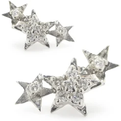 14 Karat White Gold Diamond Star Drop Earrings