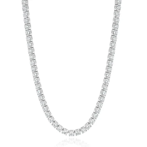 18 Karat White Gold Diamond Tennis Necklace
