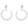 14 Karat White Gold Diamond Swoop Hoop Earrings