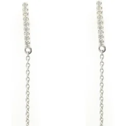 14 Karat White Gold Diamond Bar and Chain Drop Earrings