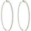 18 Karat White Gold Diamond Inside Outside Hoop Earrings