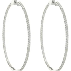 18 Karat White Gold Diamond Inside Outside Hoop Earrings