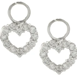 14 Karat White Gold Diamond Heart Earring Enhancers
