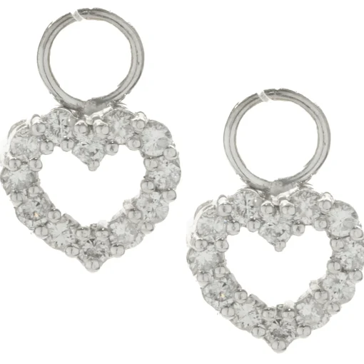 14 Karat White Gold Diamond Heart Earring Enhancers