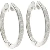 14 Karat White Gold Diamond Inside Outside Hoop Earrings