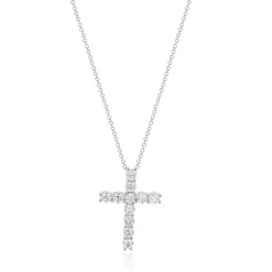 18 Karat White Gold Diamond Cross Necklace