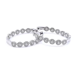 14 Karat White Gold Diamond Inside Outside Oval Hoop Earrings