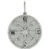 14 Karat White Gold Diamond Compass Medallion Pendant