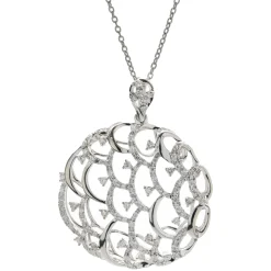 18 Karat White Gold Diamond Open Circle Pendant