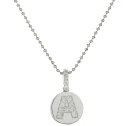 14 Karat White Gold Diamond “A” Necklace