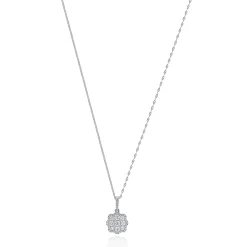 14 Karat White Gold Diamond Flower Necklace