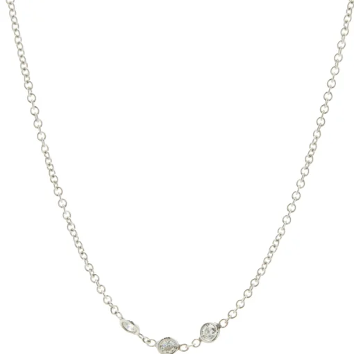 18 Karat White Gold Diamonds By The Yard Station Necklace