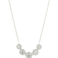 14 Karat White Gold Diamond Cluster Necklace