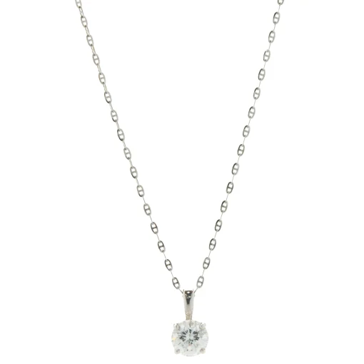 14 Karat White Gold Diamond Solitaire Necklace