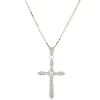 14 Karat White Gold Diamond Cross Necklace