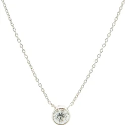 14 Karat White Gold Diamond Solitaire Necklace with Extension