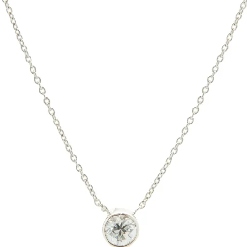 14 Karat White Gold Diamond Solitaire Necklace with Extension