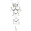 14 Karat White Gold Diamond, White Sapphire, and Pearl Vintage Chandelier Necklace