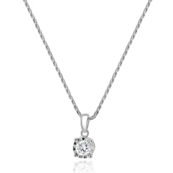 10 Karat White Gold Diamond Solitaire Necklace