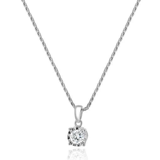 10 Karat White Gold Diamond Solitaire Necklace