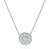 14 Karat White Gold Diamond Cluster Necklace