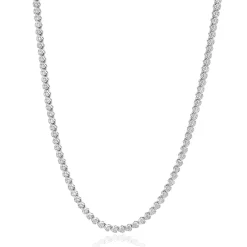 14 Karat White Gold Diamond Cluster Tennis Necklace