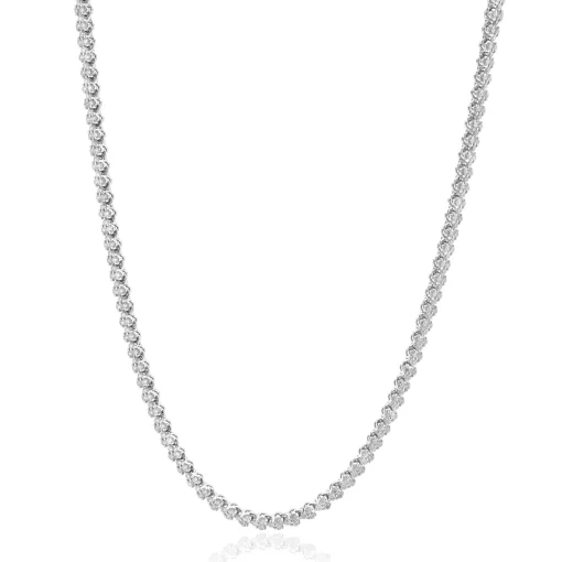 14 Karat White Gold Diamond Cluster Tennis Necklace