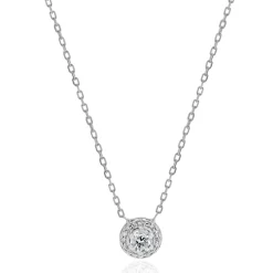 14 Karat White Gold Diamond Cluster Necklace