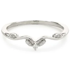 14 Karat White Gold Diamond Floral Crown Band