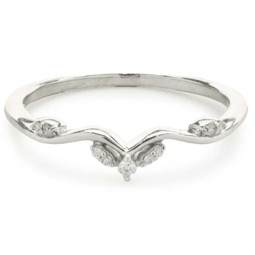 14 Karat White Gold Diamond Floral Crown Band