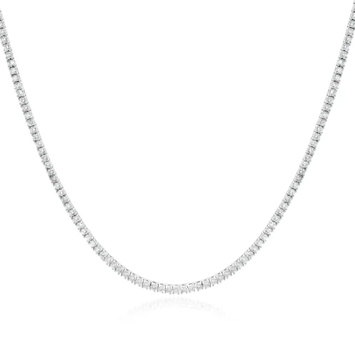 14 Karat White Gold Diamond Tennis Necklace