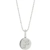 14 Karat White Gold Diamond F Disc Necklace