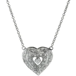 18 Karat White Gold Diamond Heart Necklace