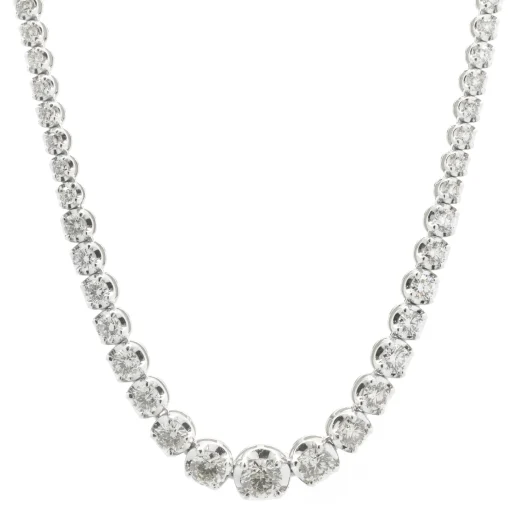 14 Karat White Gold Diamond Tennis Necklace