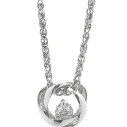 14 Karat White Gold Diamond Solitaire Swirl Necklace