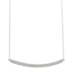 14 Karat White Gold Diamond Bar Necklace