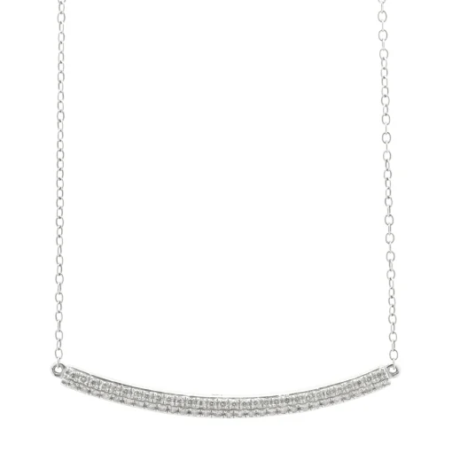14 Karat White Gold Diamond Bar Necklace